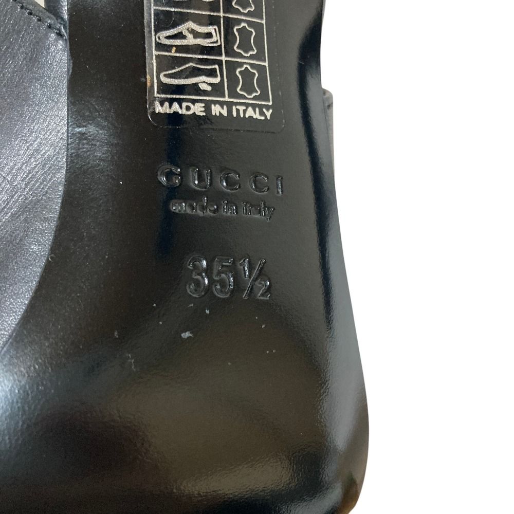Gucci Leather Open Toe Backstrap Pumps Black Spring Summer Fall Winter — view 7