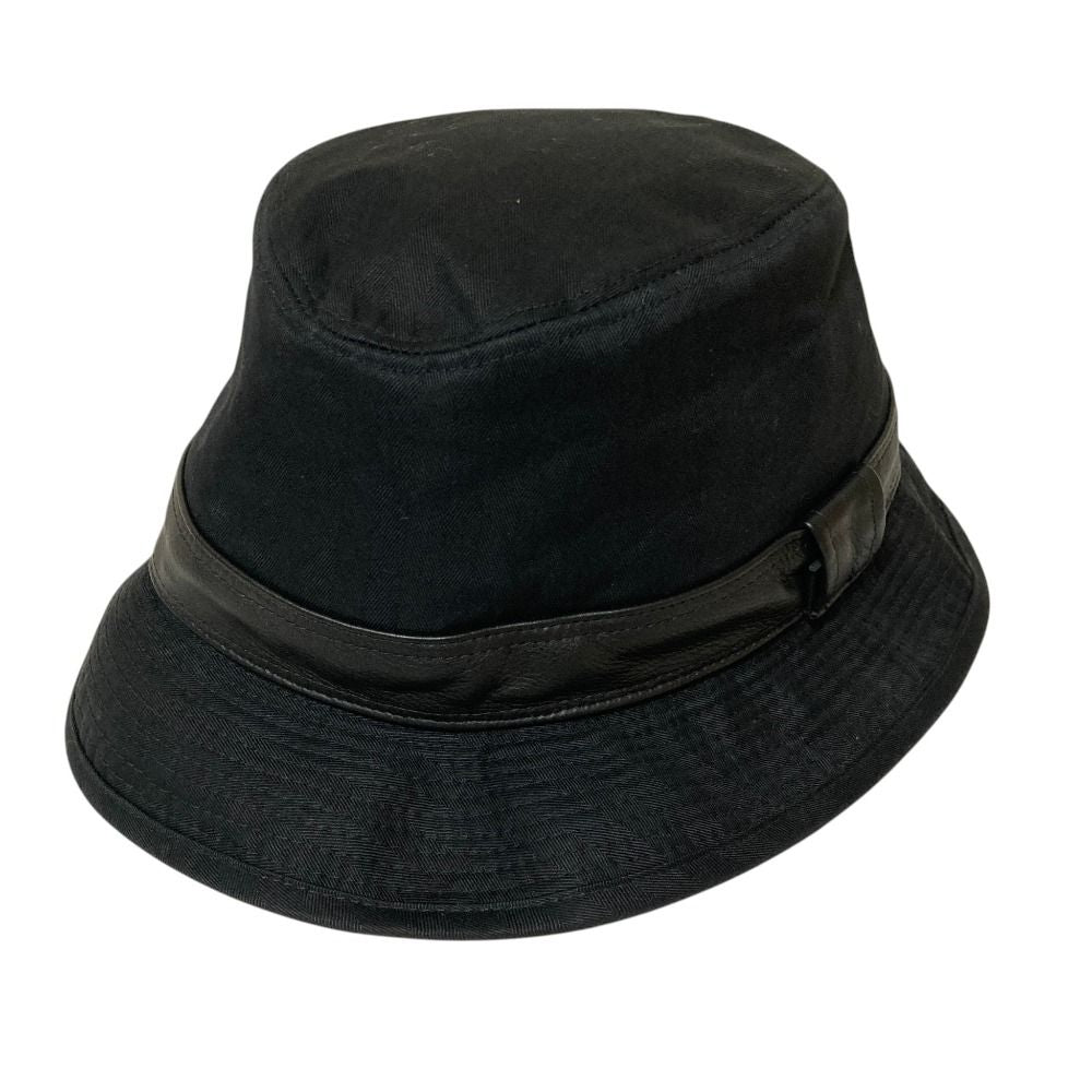 Hermes Leather Trim Belt Cotton Bucket Hat 59 Black Spring Summer Fall Winter