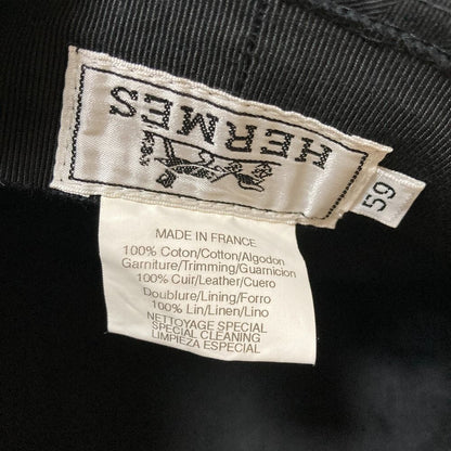 Hermes Leather Trim Belt Cotton Bucket Hat 59 Black Spring Summer Fall Winter — view 8