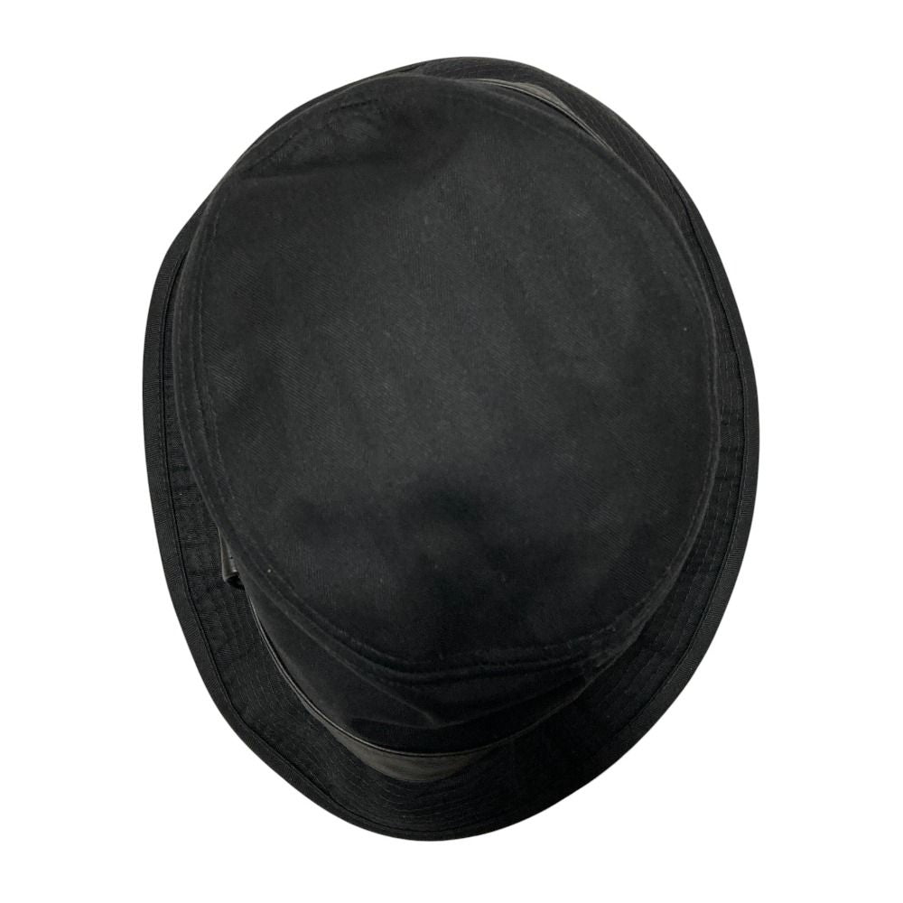 Hermes Leather Trim Belt Cotton Bucket Hat 59 Black Spring Summer Fall Winter — view 4