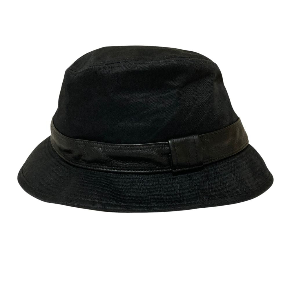 Hermes Leather Trim Belt Cotton Bucket Hat 59 Black Spring Summer Fall Winter — view 2