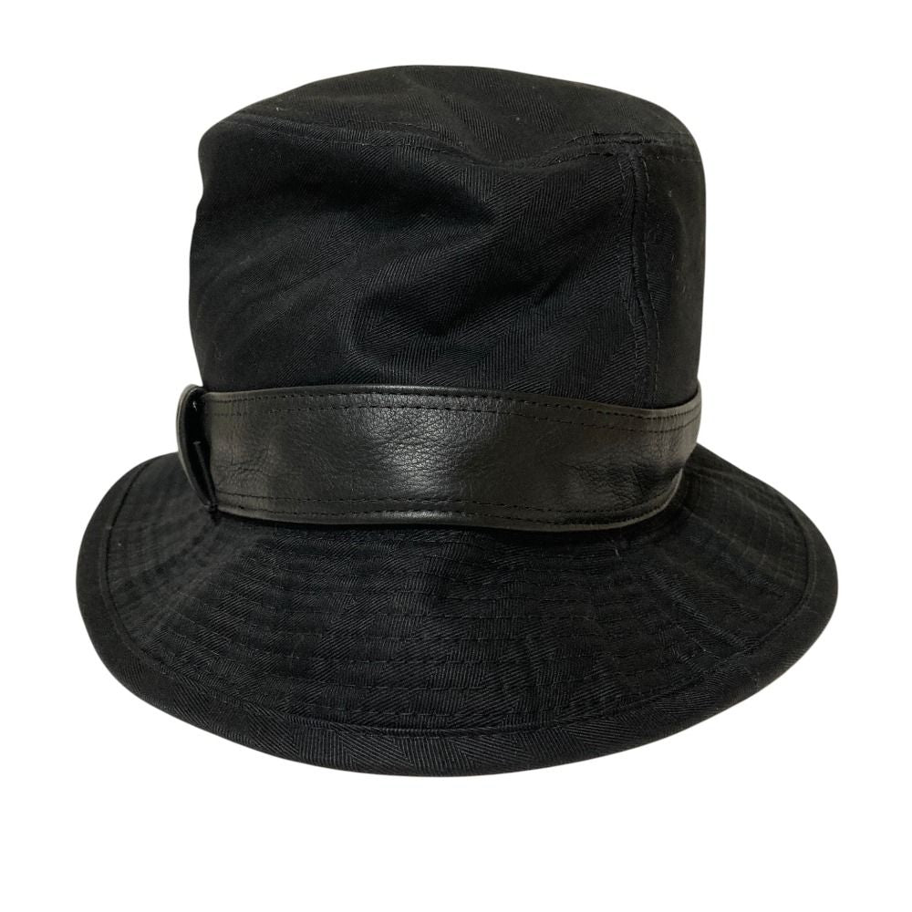 Hermes Leather Trim Belt Cotton Bucket Hat 59 Black Spring Summer Fall Winter — view 3
