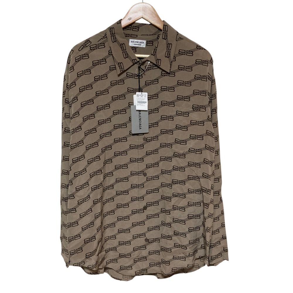 Balenciaga BB Logo Monogram Long Sleeve Shirt Beige Spring Summer Fall Winter 36