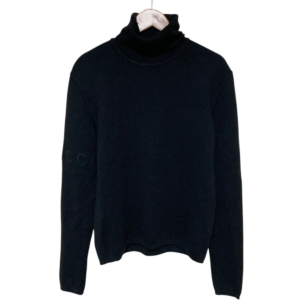 Gucci Tom Ford Era Arm Logo Embroidery Turtleneck Knit Sweater Black Autumn S