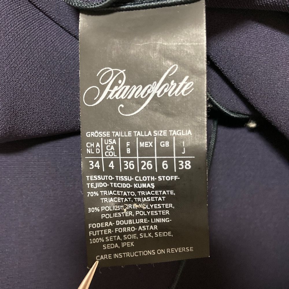 Max Mara Pianoforte Georgette Sleeveless Asymmetric Tall Dress Navy Spring 38 — view 5