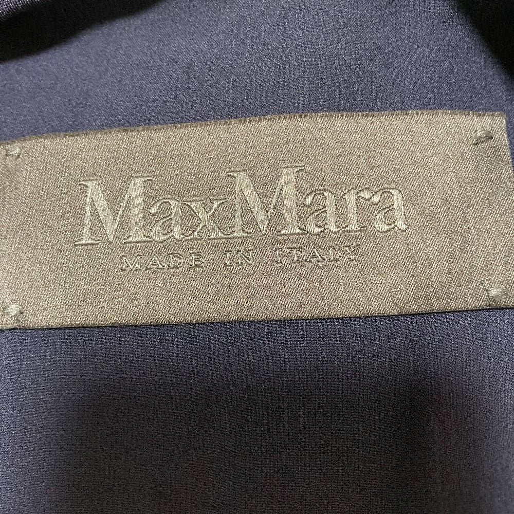 Max Mara Pianoforte Georgette Sleeveless Asymmetric Tall Dress Navy Spring 38 — view 4