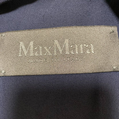 Max Mara Pianoforte Georgette Sleeveless Asymmetric Tall Dress Navy Spring 38 — view 4