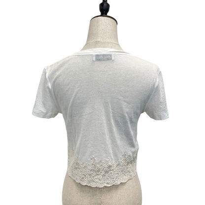 Miu Miu Rib Jersey Lace T-Shirt White Spring Summer XS — view 2
