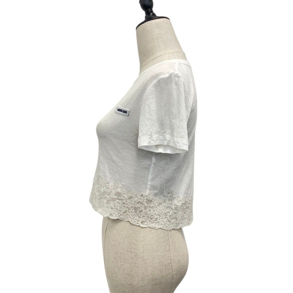 Miu Miu Rib Jersey Lace T-Shirt White Spring Summer XS — view 3