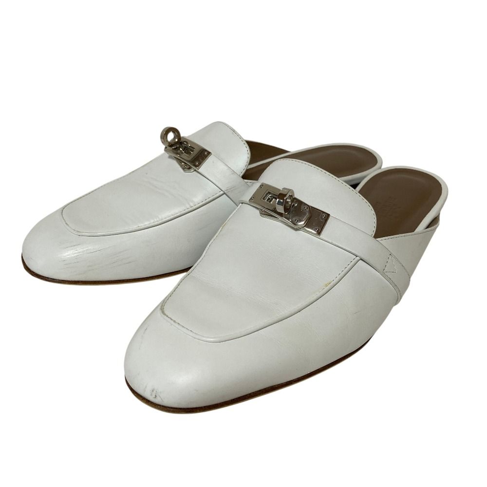 Hermes Oz Mules Flat Shoes White Spring Summer Fall Winter