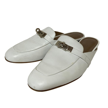 Hermes Oz Mules Flat Shoes White Spring Summer Fall Winter