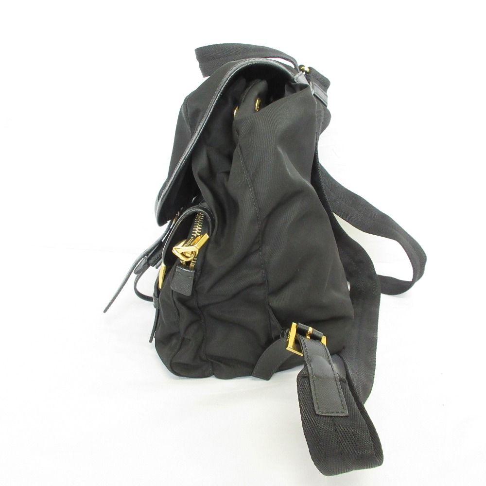 Prada Triangle Plate Tessuto Nylon Backpack Black — view 3