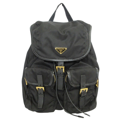 Prada Triangle Plate Tessuto Nylon Backpack Black