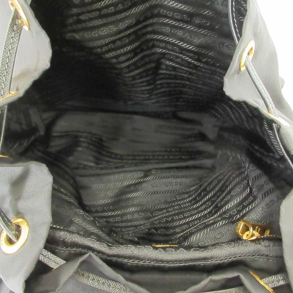 Prada Triangle Plate Tessuto Nylon Backpack Black — view 7