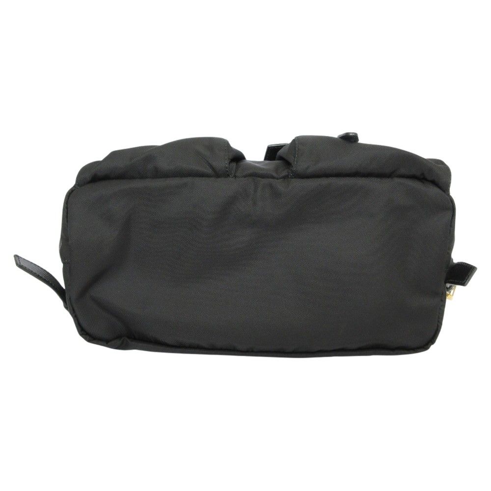 Prada Triangle Plate Tessuto Nylon Backpack Black — view 4