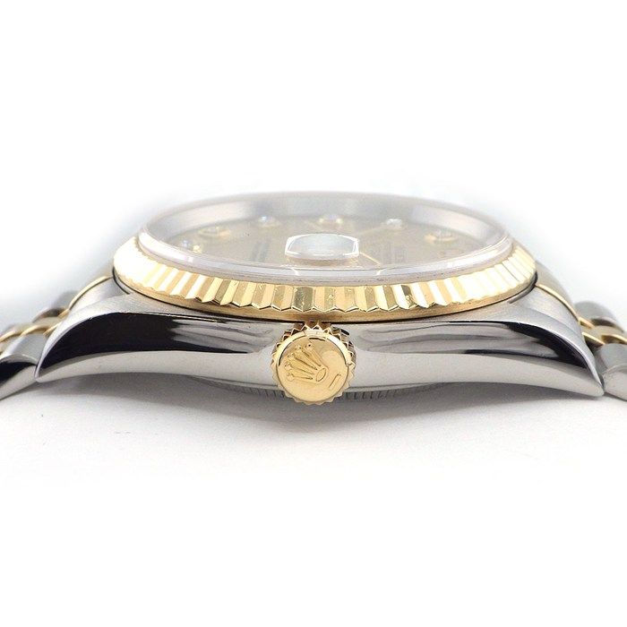 Rolex Watch Datejust Diamond Index Sunray Champagne Color Dial Date 18k Yellow — view 2