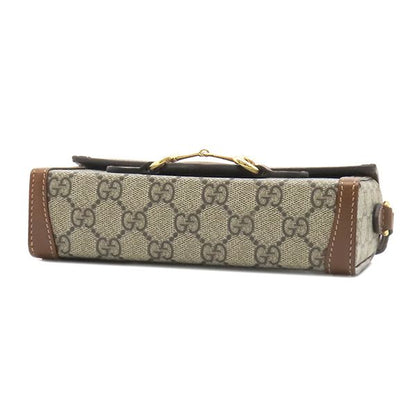 Gucci Shoulder Bag Horsebit 1955 GG Supreme Canvas Leather Beige Ebony Gold — view 3