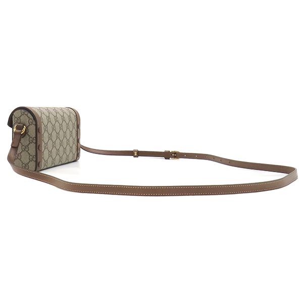 Gucci Shoulder Bag Horsebit 1955 GG Supreme Canvas Leather Beige Ebony Gold — view 2