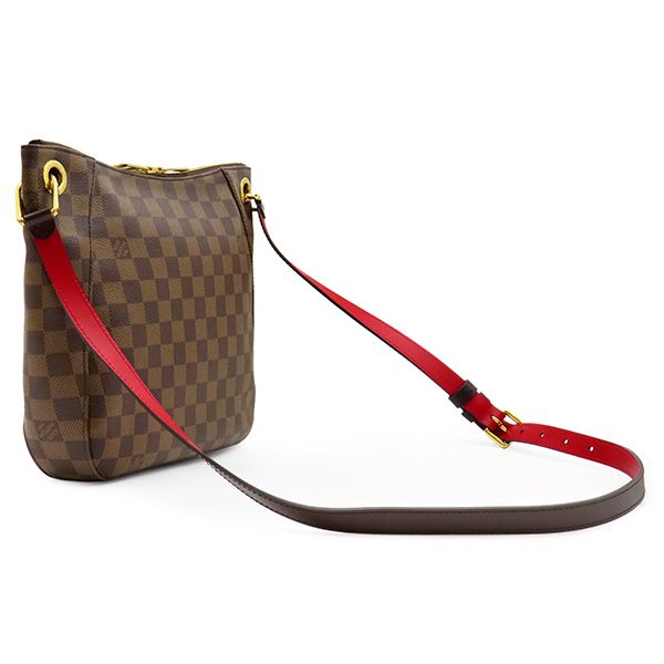 Louis Vuitton Shoulder Bag South Bank Damier Canvas Ebene Red Gold Brown — view 2