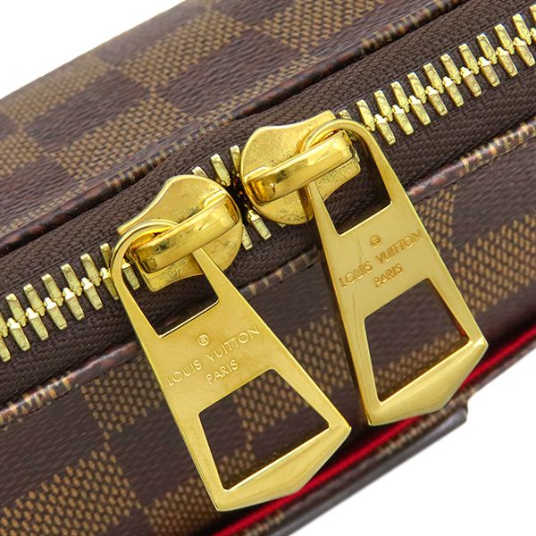Louis Vuitton Shoulder Bag South Bank Damier Canvas Ebene Red Gold Brown — view 6