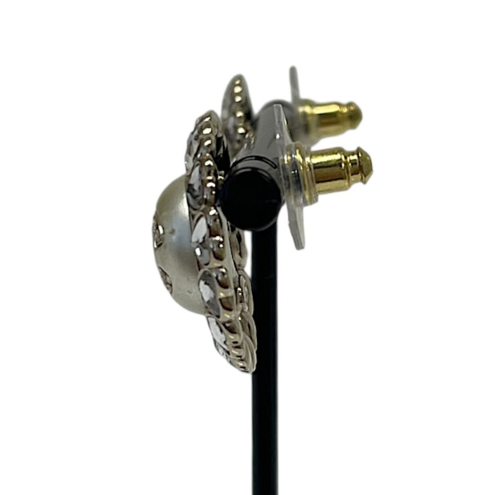 Chanel Heart Bijou CC Logo Pearl Earrings Champagne Gold — view 4