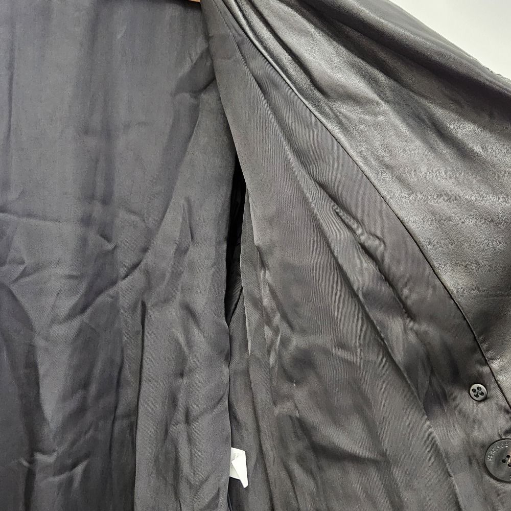 Versace Gianni Collar Zip Leather Longtrench Coat Black — view 7