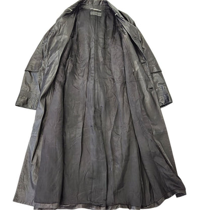Versace Gianni Collar Zip Leather Longtrench Coat Black — view 5