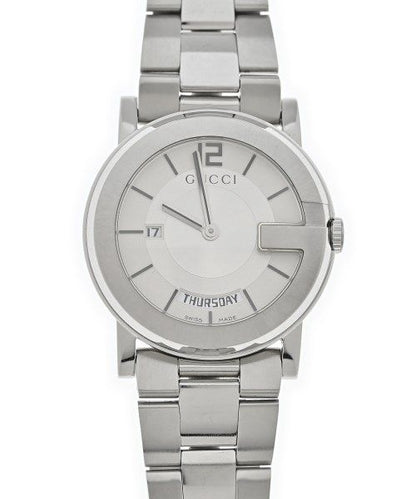 Gucci G Round 101M Quartz Date Watch Stainless Steel Silver
