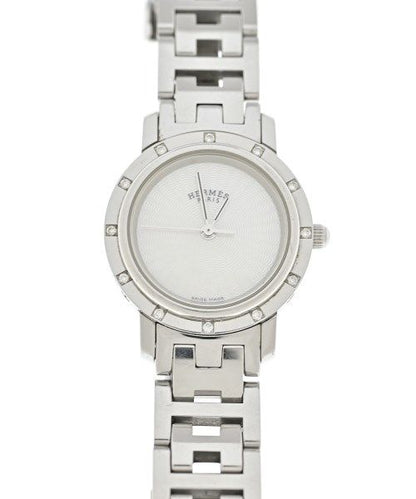 Hermes Clipper Nacre CL4.230 Diamond Quartz Watch Stainless Steel Shell