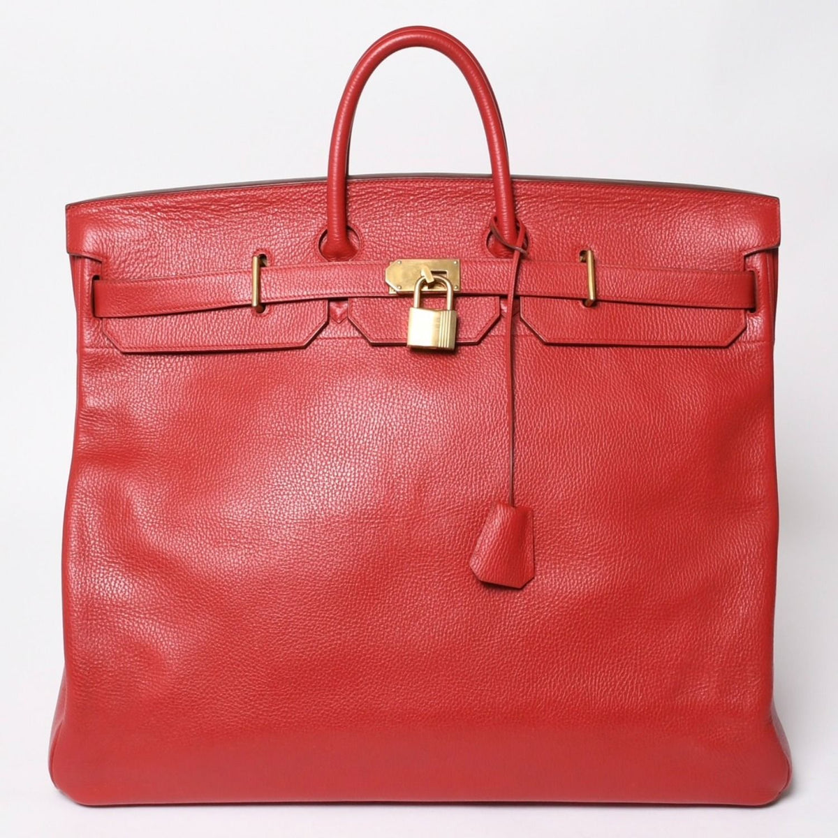 Hermes Haut Courroies Hac 55 Handbag Ardennes Rouge Ash Gold