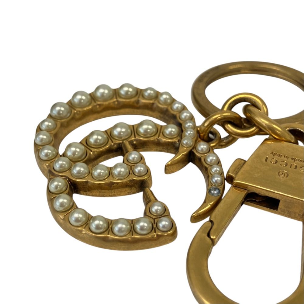 Gucci GG Marmont Pearl Key Holder Key Sling Bag Charm Gold Colored — view 3