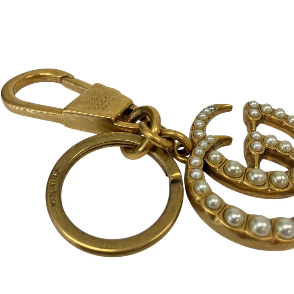 Gucci GG Marmont Pearl Key Holder Key Sling Bag Charm Gold Colored — view 4