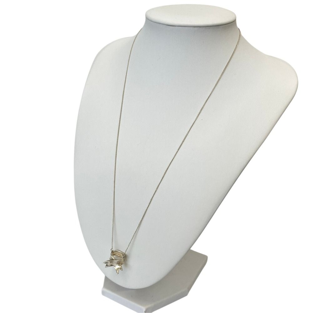 Tiffany & Co Cross Ribbon Bow Necklace Silver — view 2