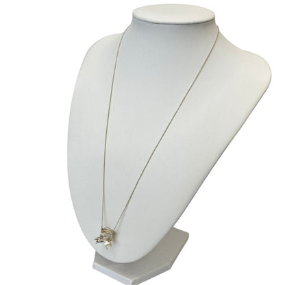 Tiffany & Co Cross Ribbon Bow Necklace Silver — view 2