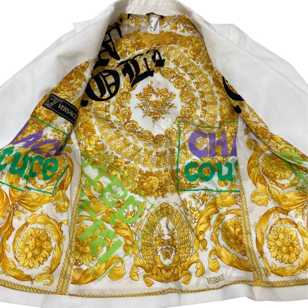 Versace Lining Baroque Pattern Medusa Button Tailored Jacket White Spring 38 — view 7