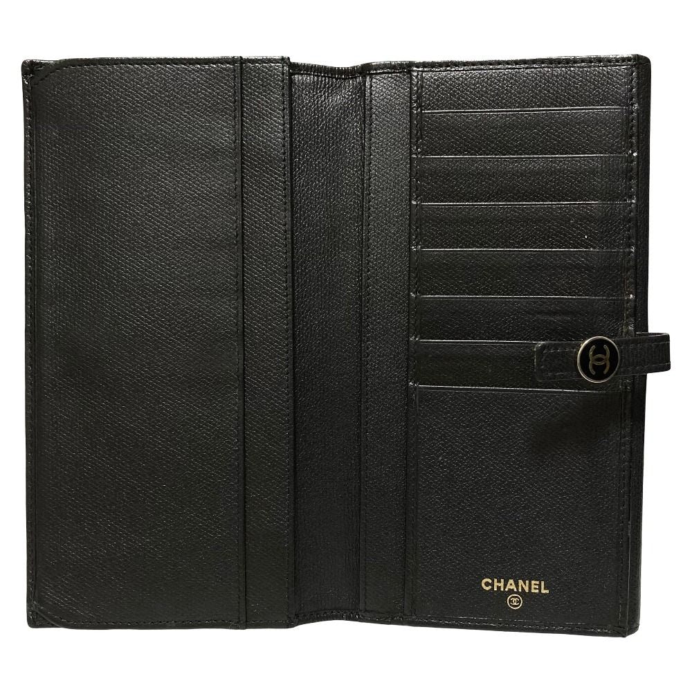 Chanel Coco Buttons Leather Wallet Black — view 5