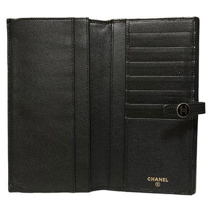 Chanel Coco Buttons Leather Wallet Black — view 5