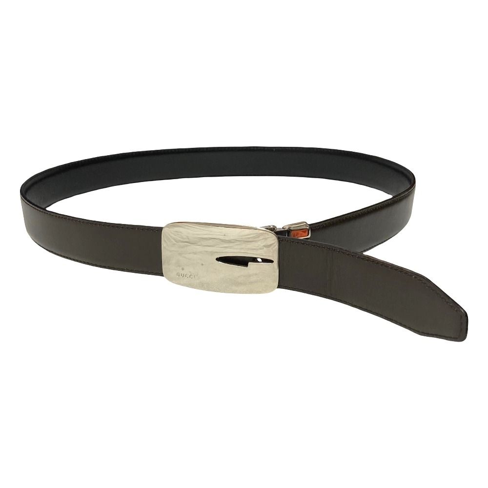 Gucci G Logo Leather Reversible Belt Black Brown — view 2
