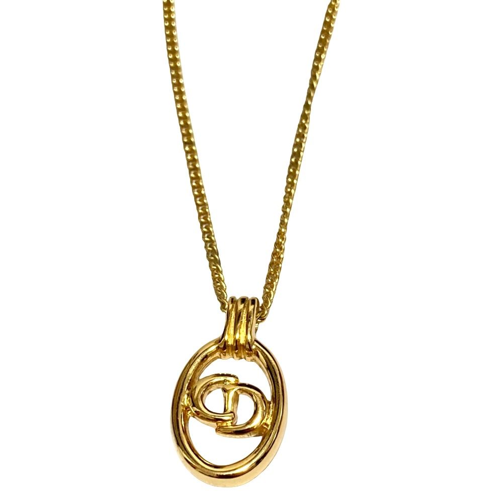 Dior CD Oval Top Necklace Gold Colored