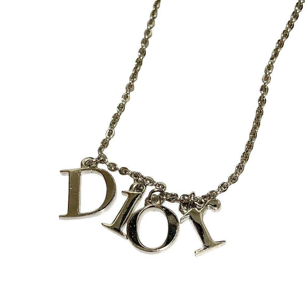 Dior Logo Chain Choker Necklace Silver Colored