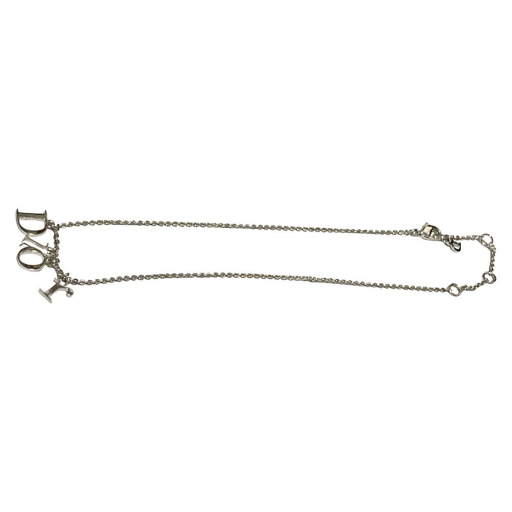 Dior Logo Chain Choker Necklace Silver Colored — view 2