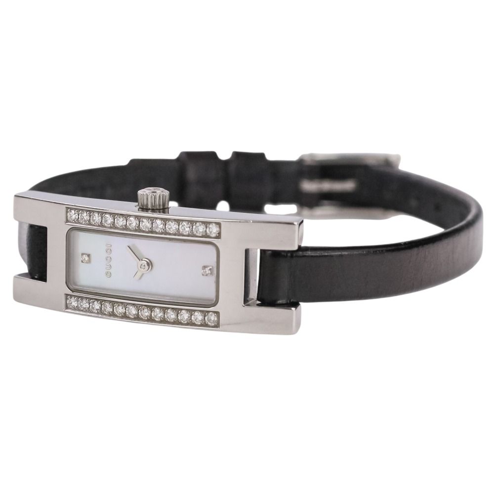 Gucci Diamond Bezel Square Quartz Watch White Shell Dial Silver Colored Black — view 8