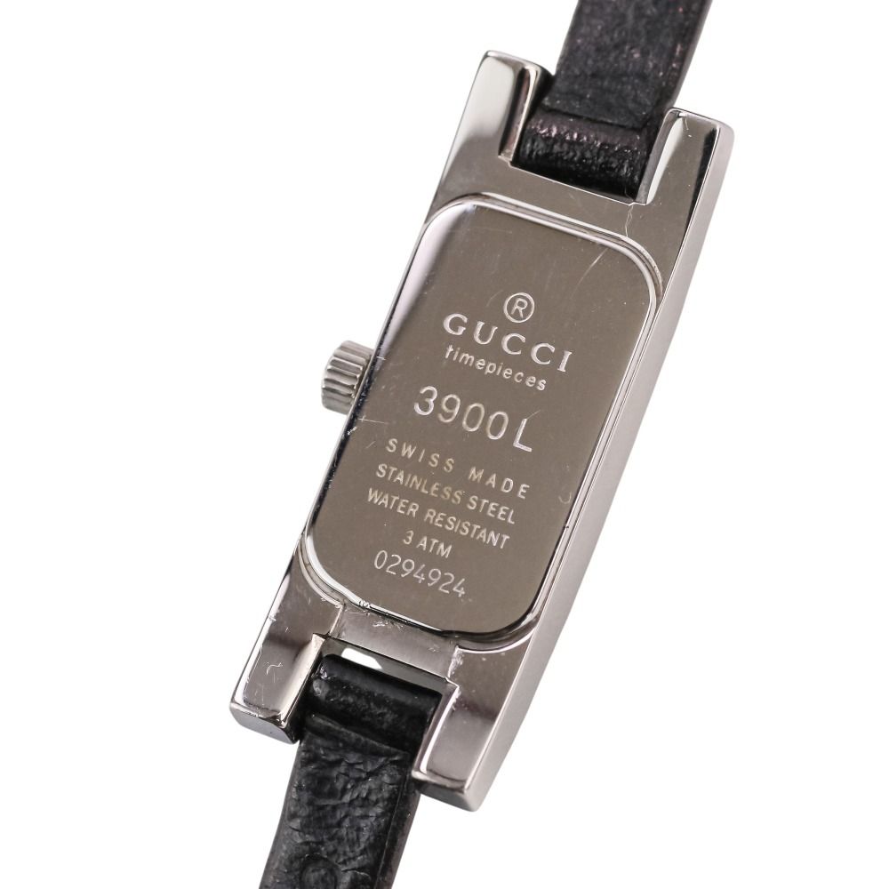 Gucci Diamond Bezel Square Quartz Watch White Shell Dial Silver Colored Black — view 3