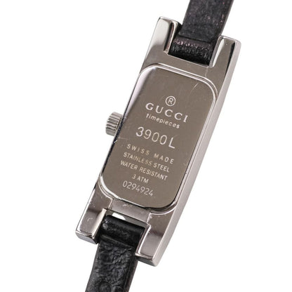 Gucci Diamond Bezel Square Quartz Watch White Shell Dial Silver Colored Black — view 3