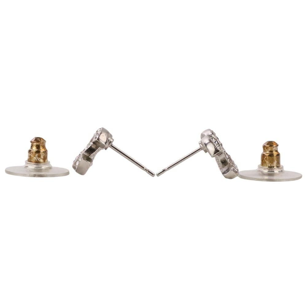 Chanel Rhinestone CC Logo Earrings Silver Colored — view 7