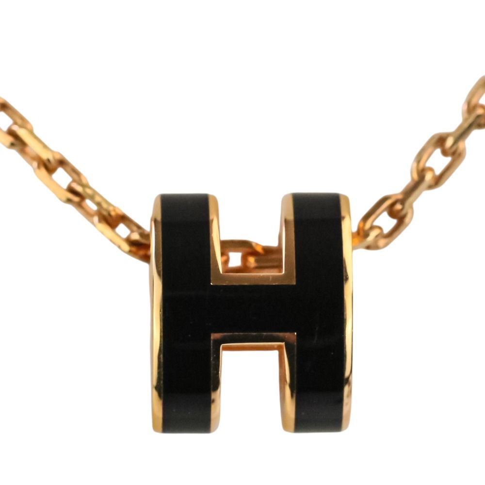 Hermes Mini Pop H Pendant Noir Gold Colored
