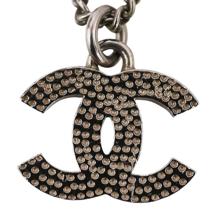Chanel Rhinestone CC Logo Necklace Silver Colored — view 7