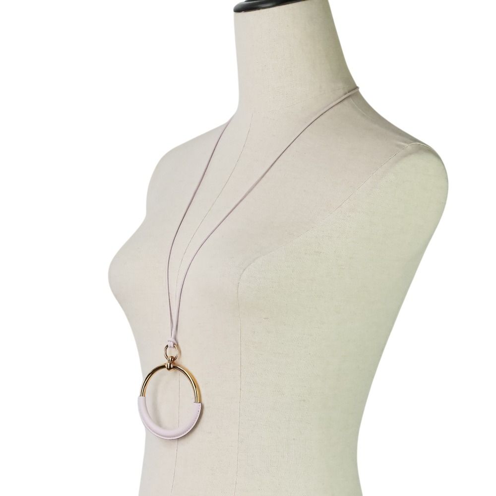Hermes Loop Grand Necklace Gold Colored Light Pink Mauve Sylvestre — view 3