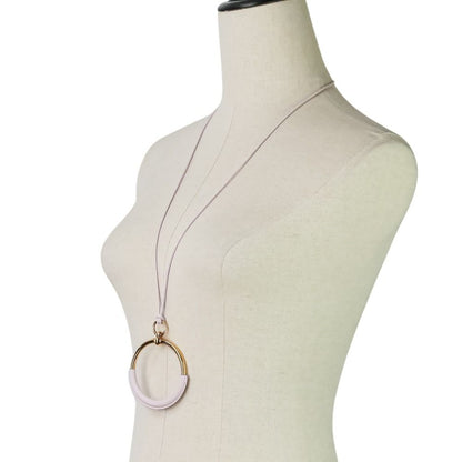 Hermes Loop Grand Necklace Gold Colored Light Pink Mauve Sylvestre — view 3