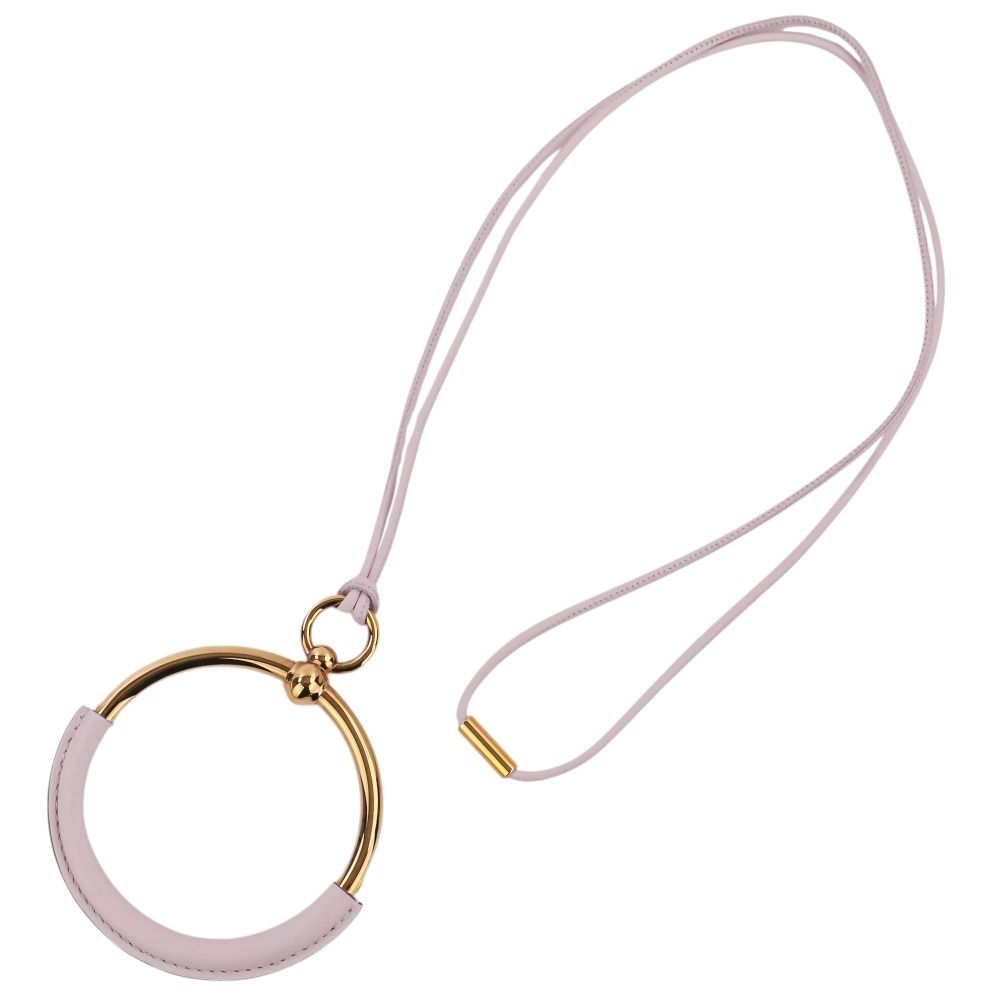 Hermes Loop Grand Necklace Gold Colored Light Pink Mauve Sylvestre